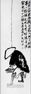 Qi Baishi a fisherman with a fishing rod traditional Chinese Oil Paintings